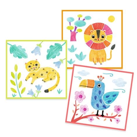Design By Djeco Arte / Manualidades Set de plantillas de animales para colorear - Design By Djeco DJ00028