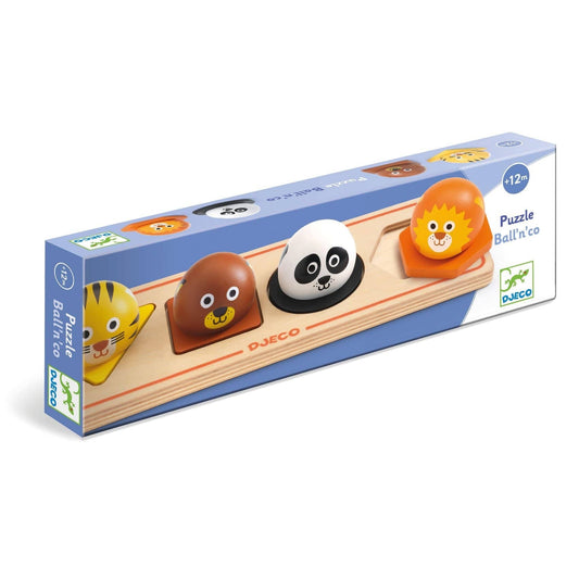 DJECO Puzzles y encajes Puzzle de madera Ball'n'Co 4 piezas - Djeco DJ01120