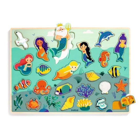 DJECO Puzzles y encajes Puzzle de madera Puzzlo Sea 22 piezas - Djeco DJ01833