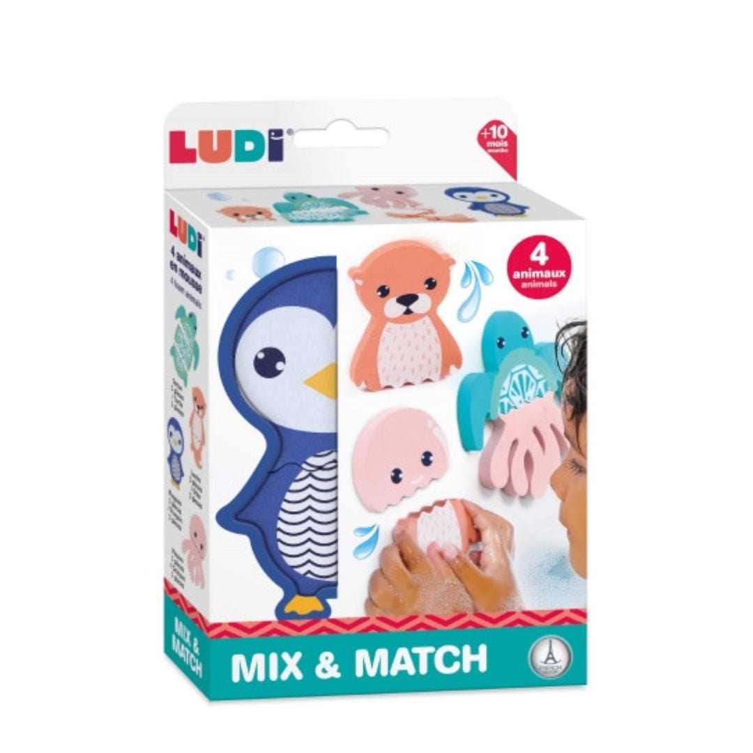 LUDI Juegos para el Baño Puzzle para el baño mix & match 4 animales LU40078