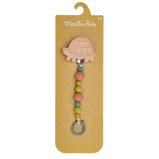 MOULIN ROTY Accesorios bebé Porta chupete madera silicona tortuga 678156