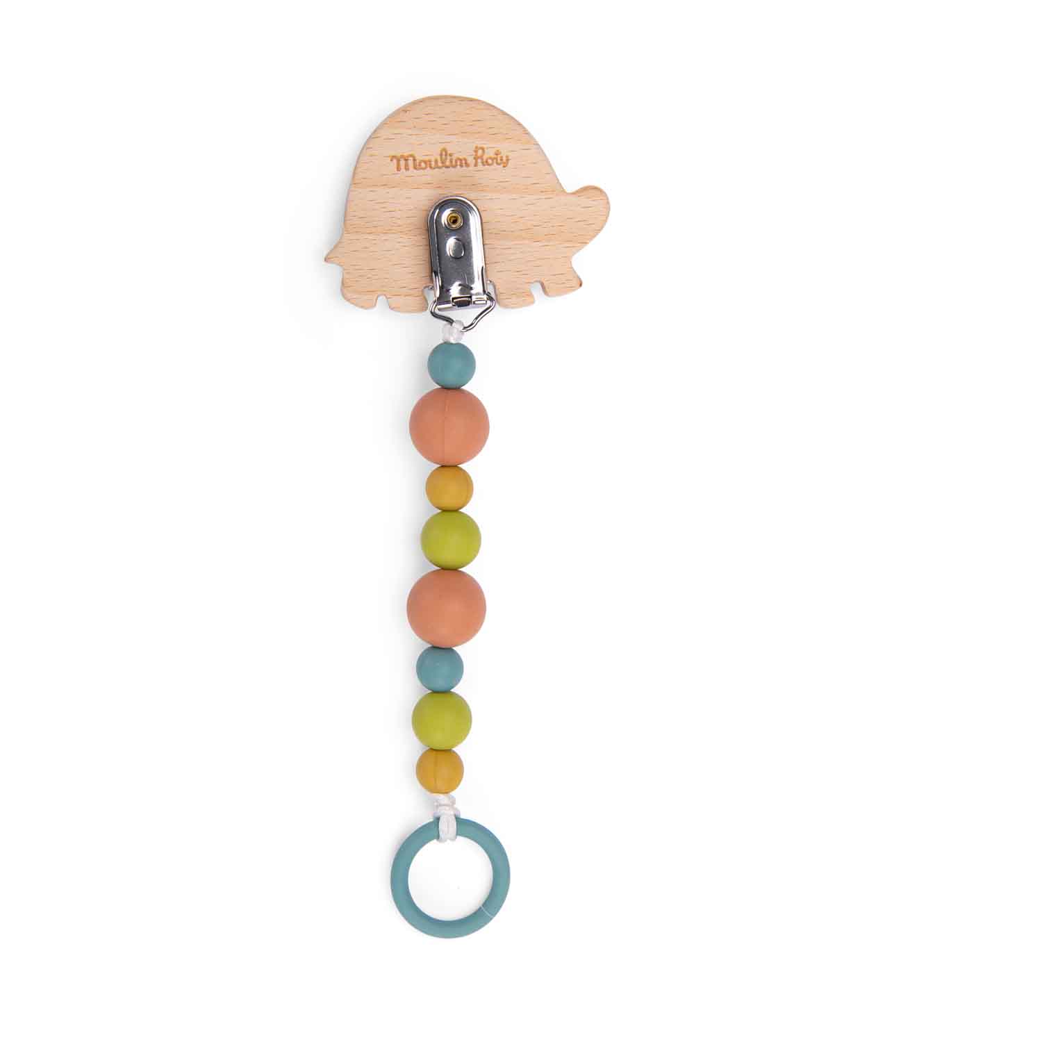 MOULIN ROTY Accesorios bebé Porta chupete madera silicona tortuga 678156