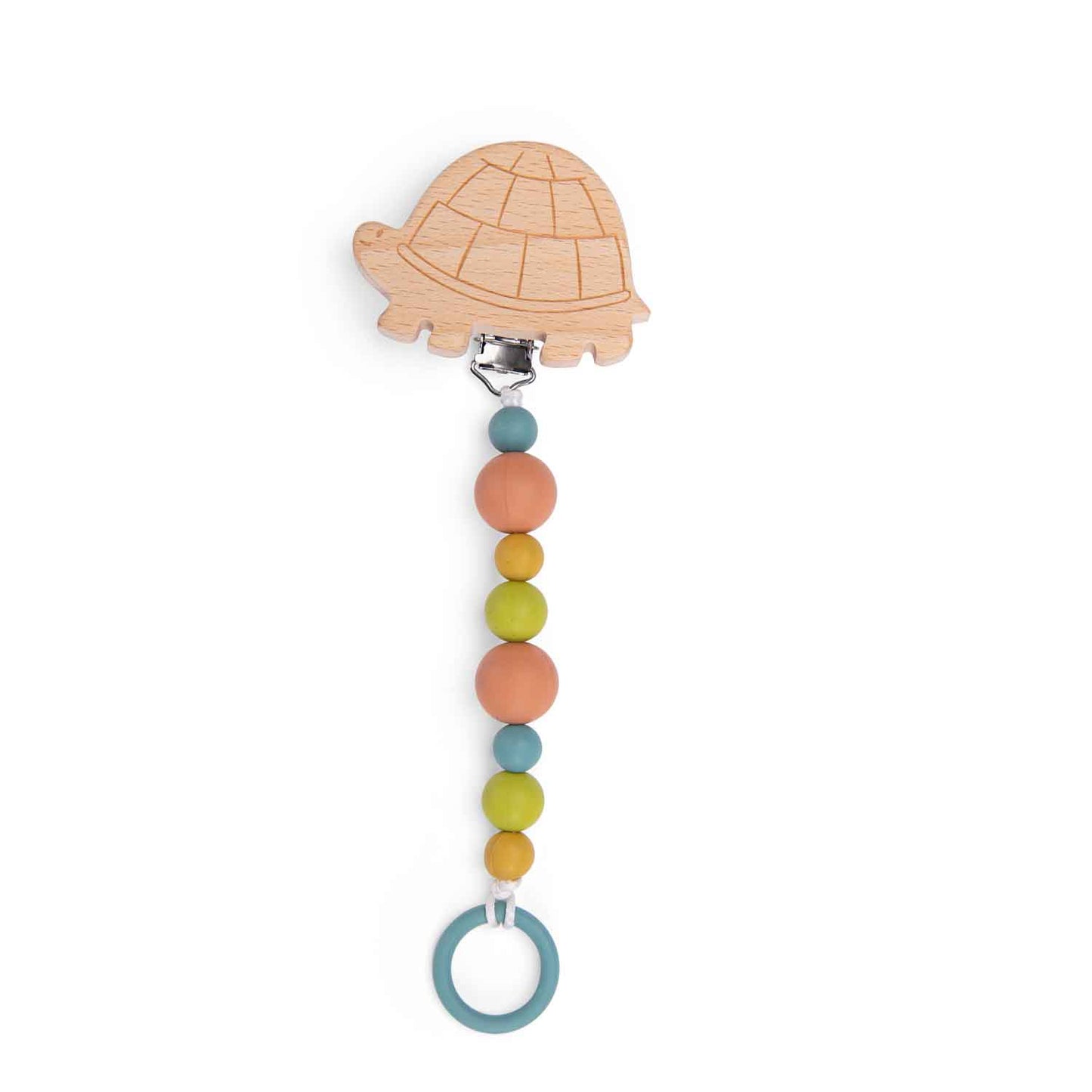 MOULIN ROTY Accesorios bebé Porta chupete madera silicona tortuga 678156
