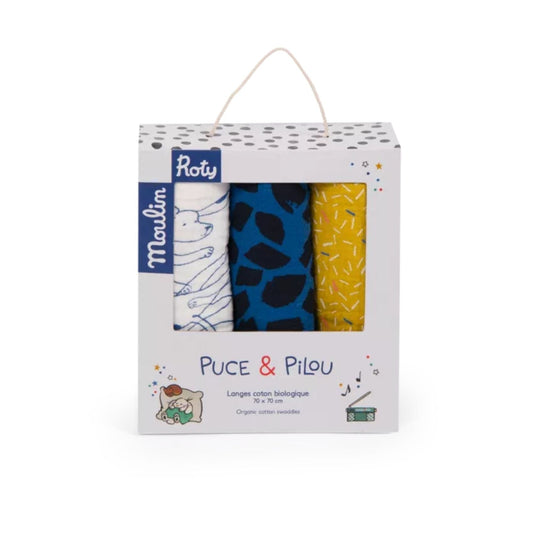 Moulin Roty Manta Juego de 3 Mantas muselinas Puce & Pilou - Moulin Roty 684070