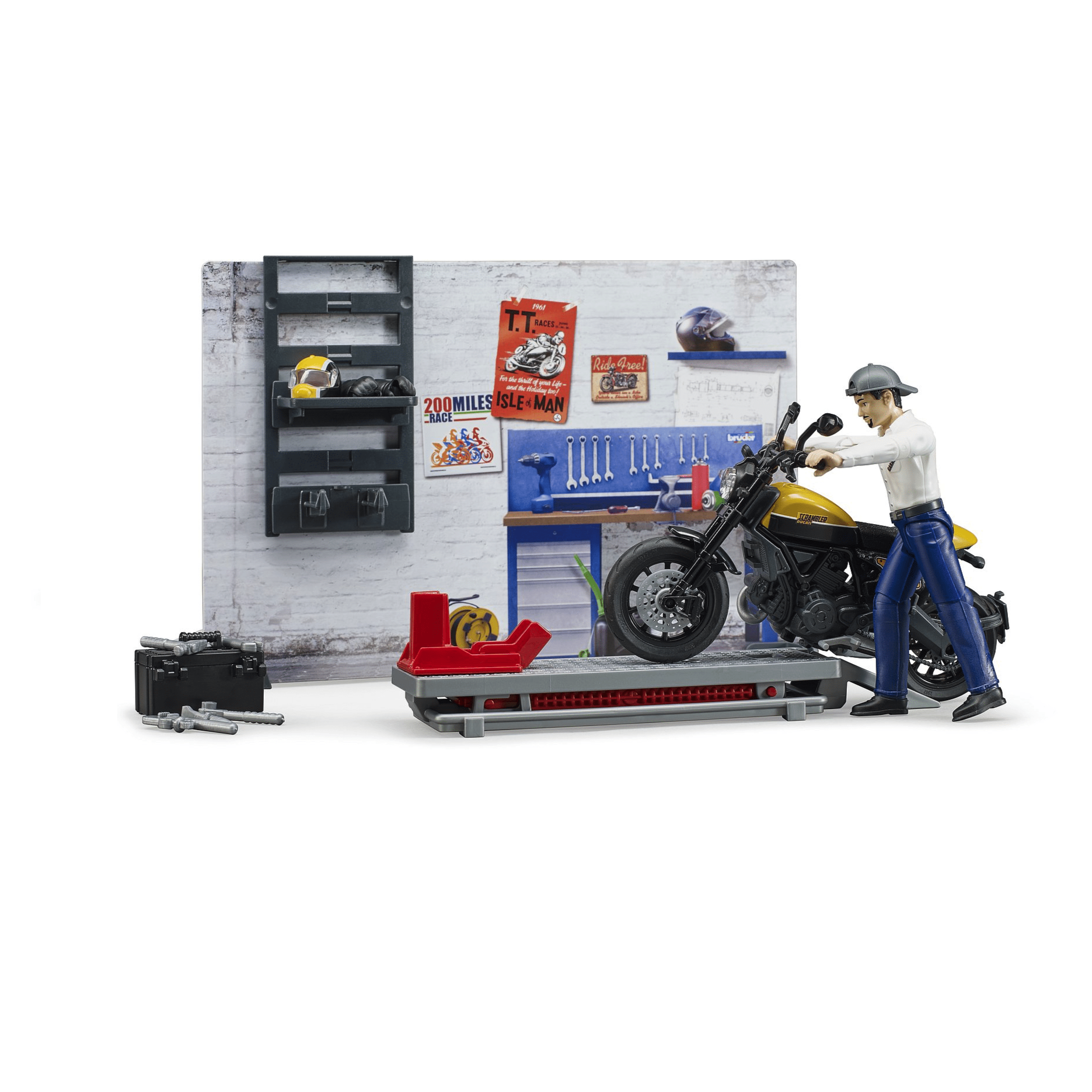 BRUDER Figuras de colección Taller mecánico de motocicletas Bworld - BRUDER BRU62102