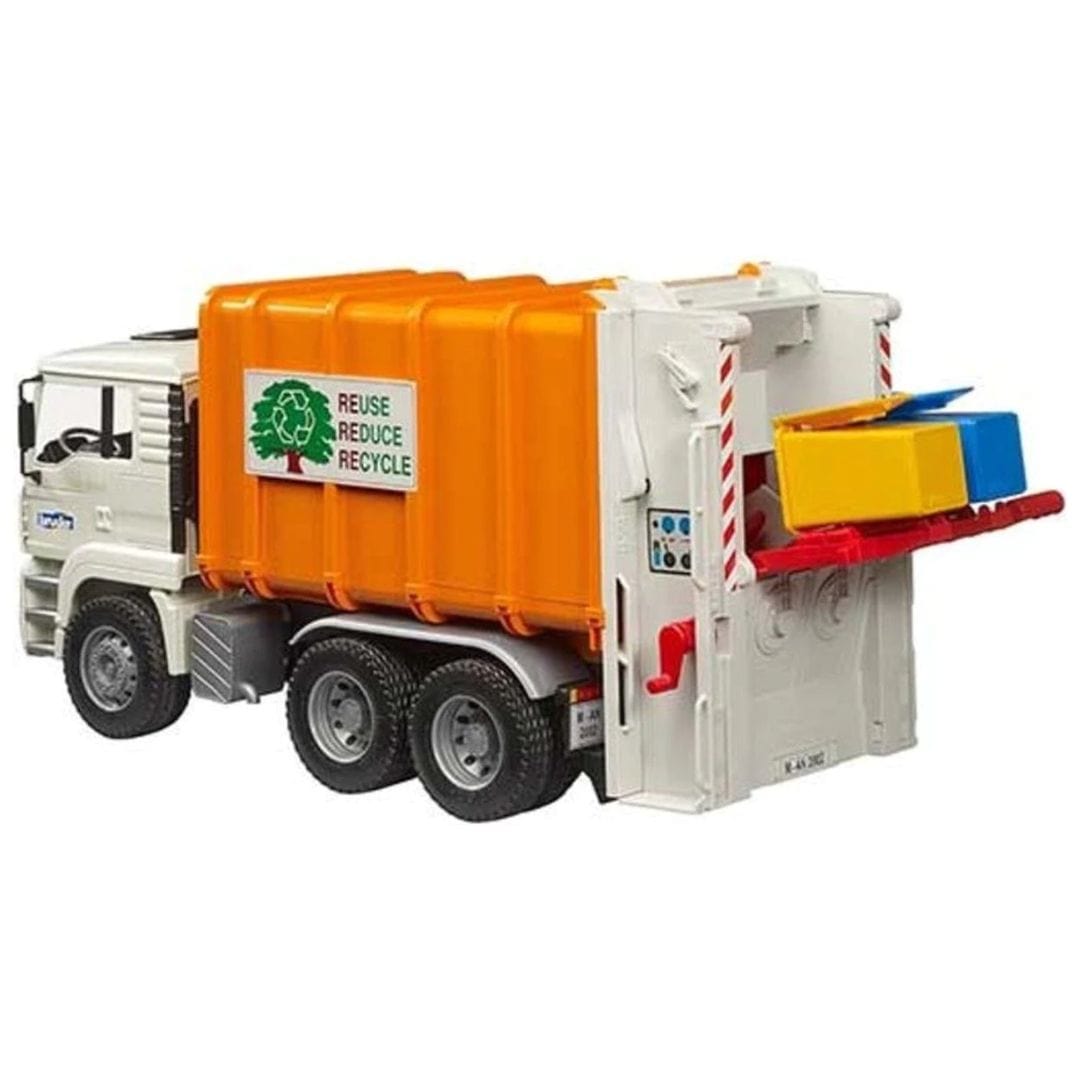 BRUDER Transportes MAN TGA Camión de basura de carga trasera 02772 - Escala 1:16- BRUDER BRU02772
