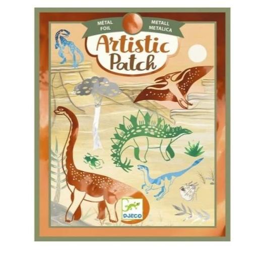 Design By Djeco Arte y Manualidades +6 Artistic patch, arte con parche - Dinosaurios metalizados DJ09463