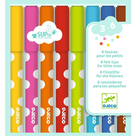 Design By Djeco Arte y Manualidades 8 Lápices Suaves de Fieltro para niños pequeños DJ09001