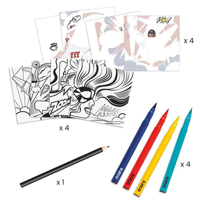Design By Djeco Arte y Manualidades Pintar superheroes con lápices plumones