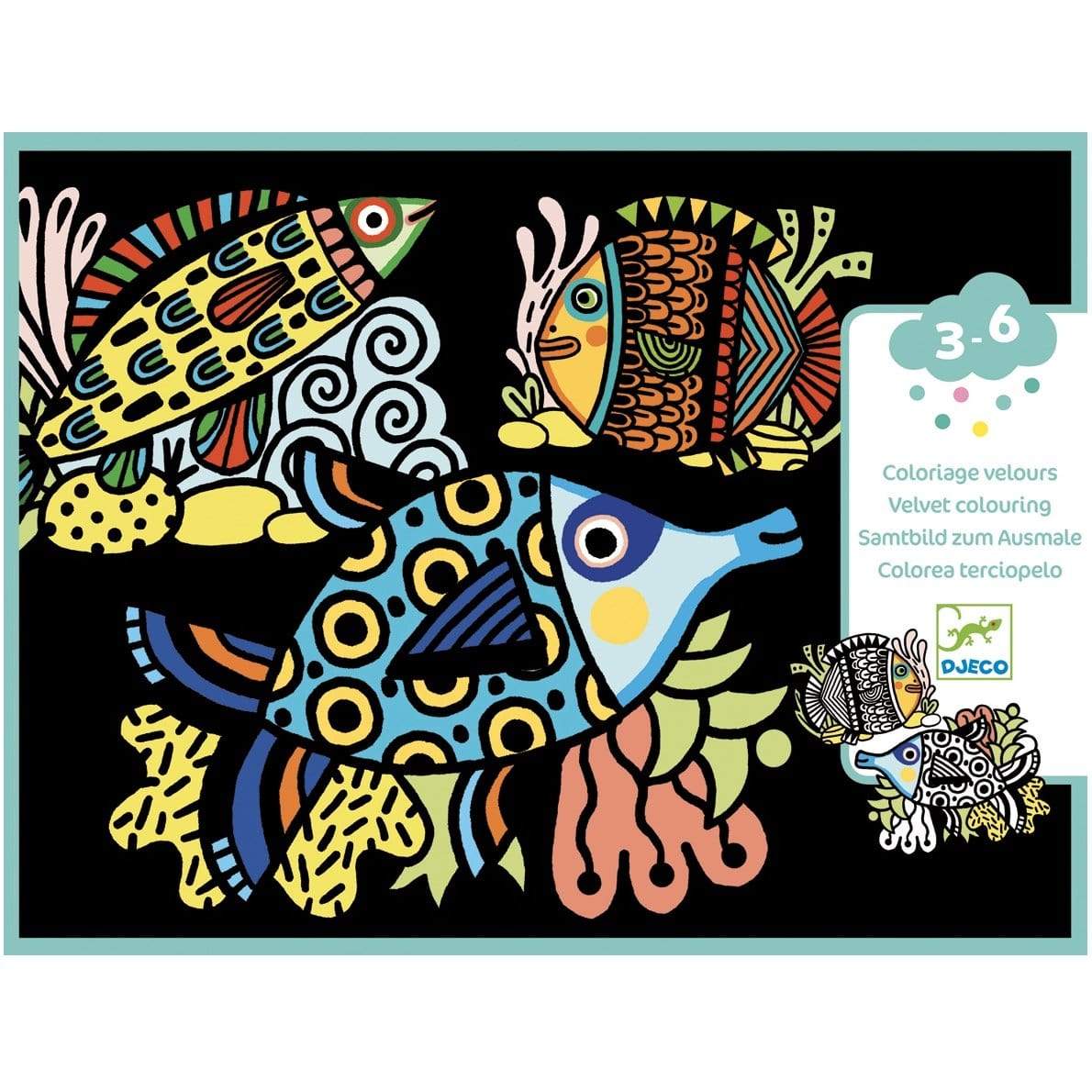 Design By Djeco Arte y Manualidades Pretty Fish para Colorear en Terciopelo DJ09098