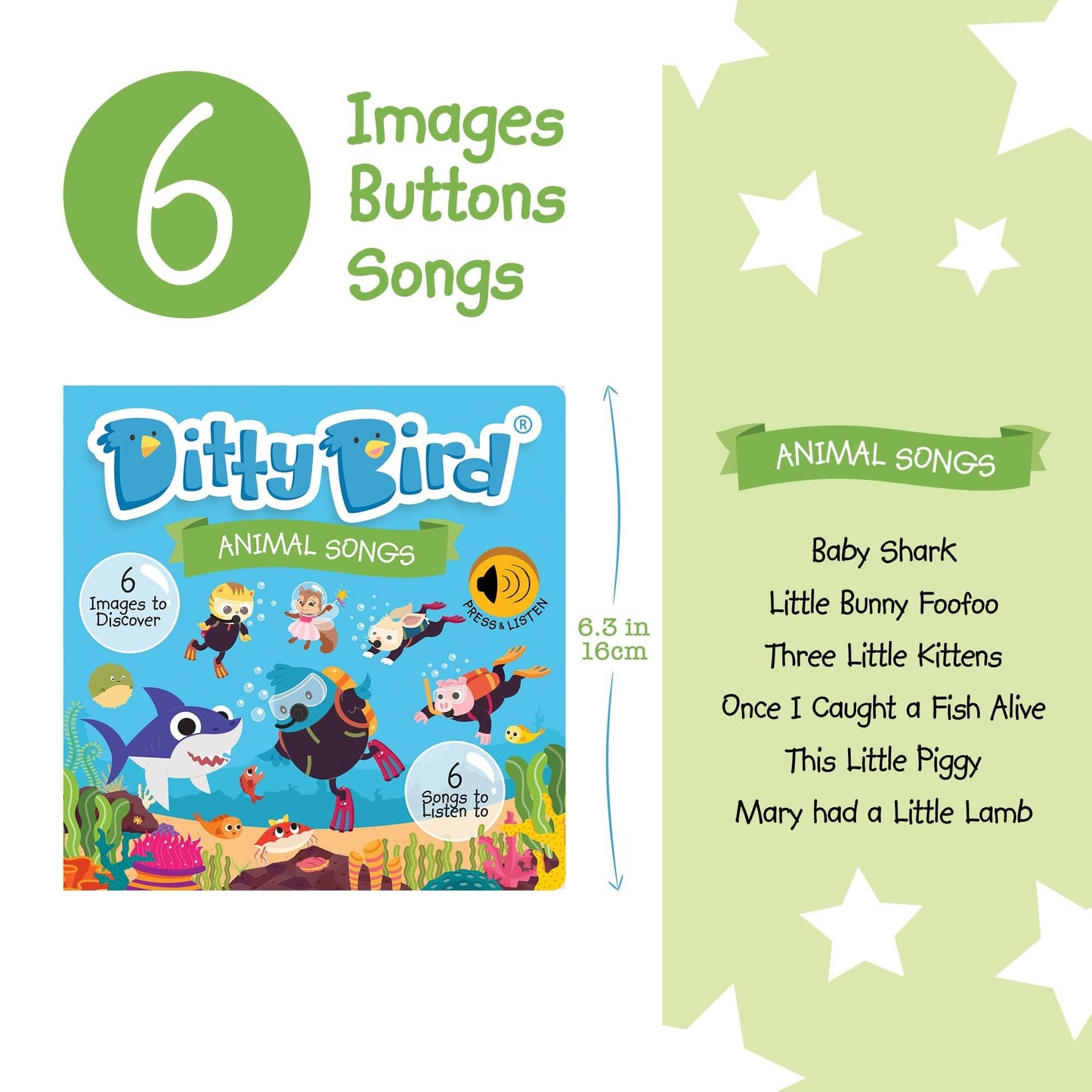 Ditty Bird Libros Libro Interactivo Musical Animal Songs DI017