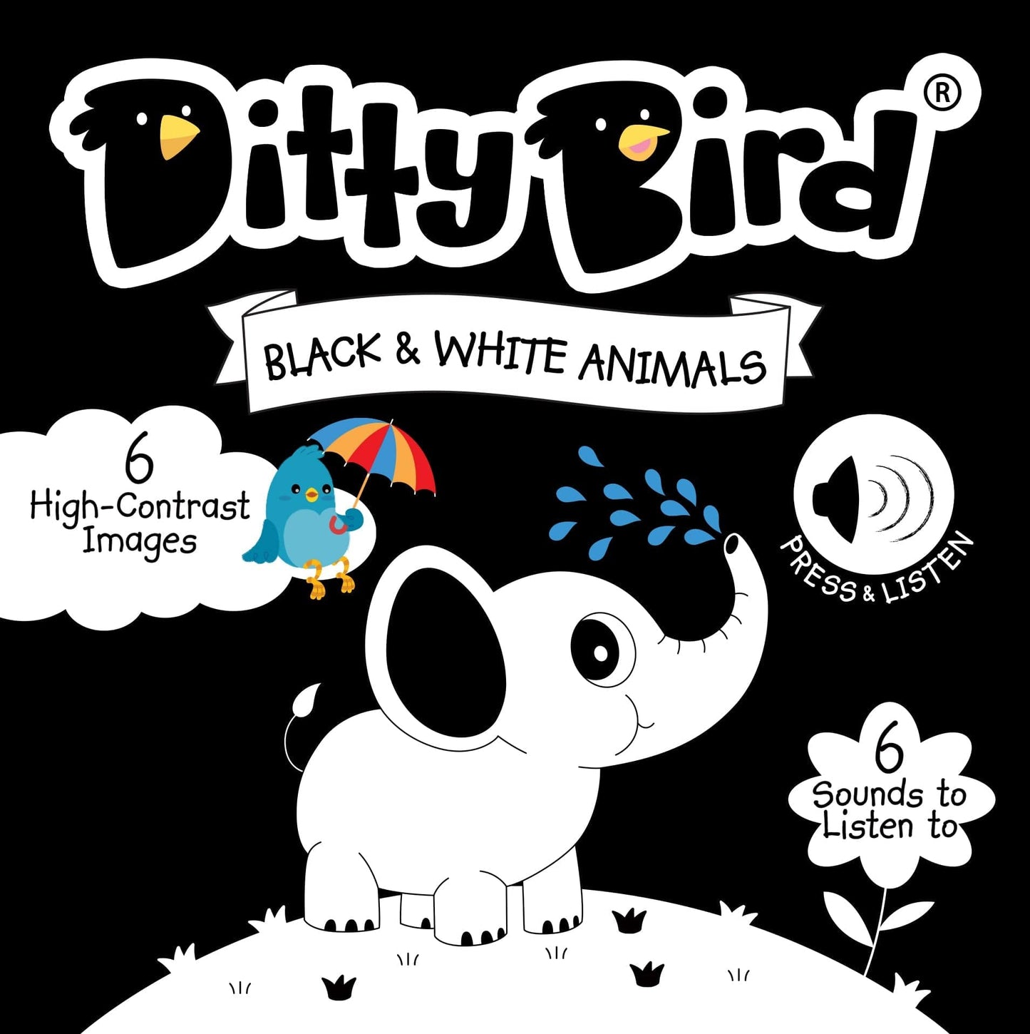 Ditty Bird Libros Libro Interactivo Musical Black and White Animals DI034