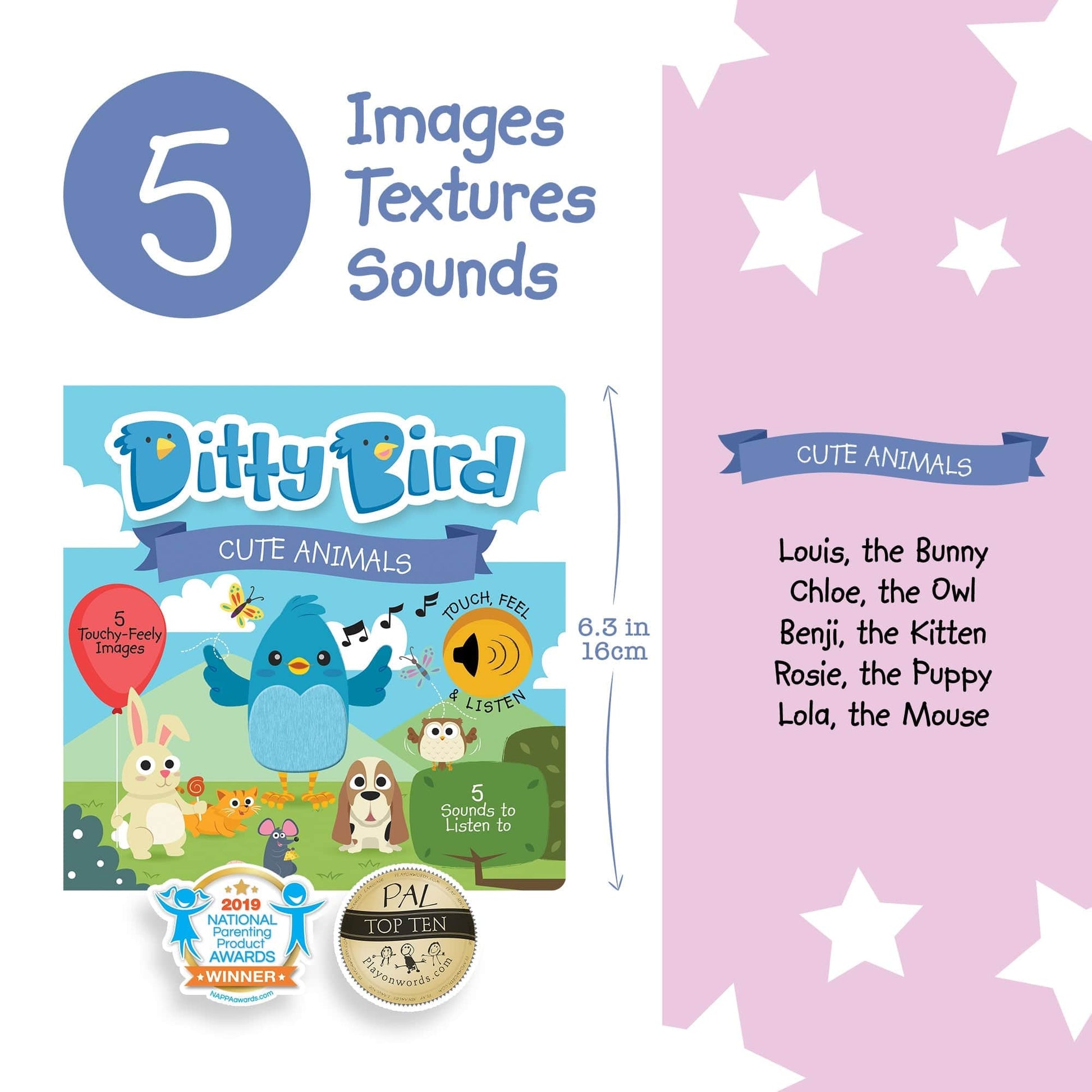 Ditty Bird Libros Libro Interactivo Musical Cute Animals DI010