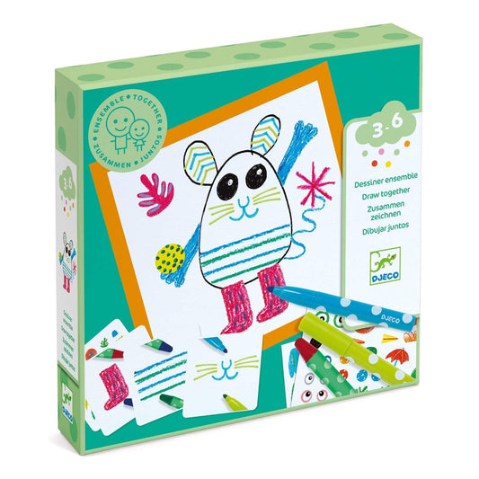 DJECO Arte y Manualidades Juego Dibujar Juntos Animales Graciosos DJ09291