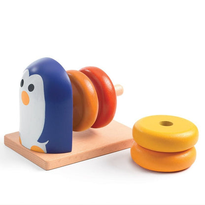 DJECO Destreza y Habilidades Juego apilable de madera Penguin DJ06218