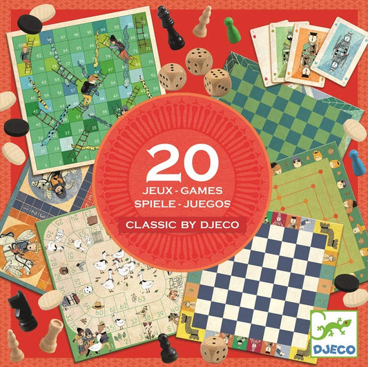 DJECO Juegos de mesa +5 Juegos de Mesa Classic Box Grande 20 juegos- Djeco DJ05219