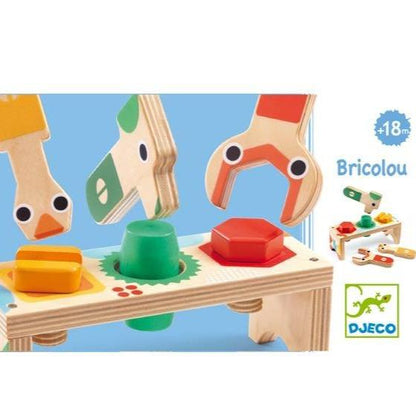 DJECO Juegos de roles Juego de herramientas de madera Bricolou DJ06418