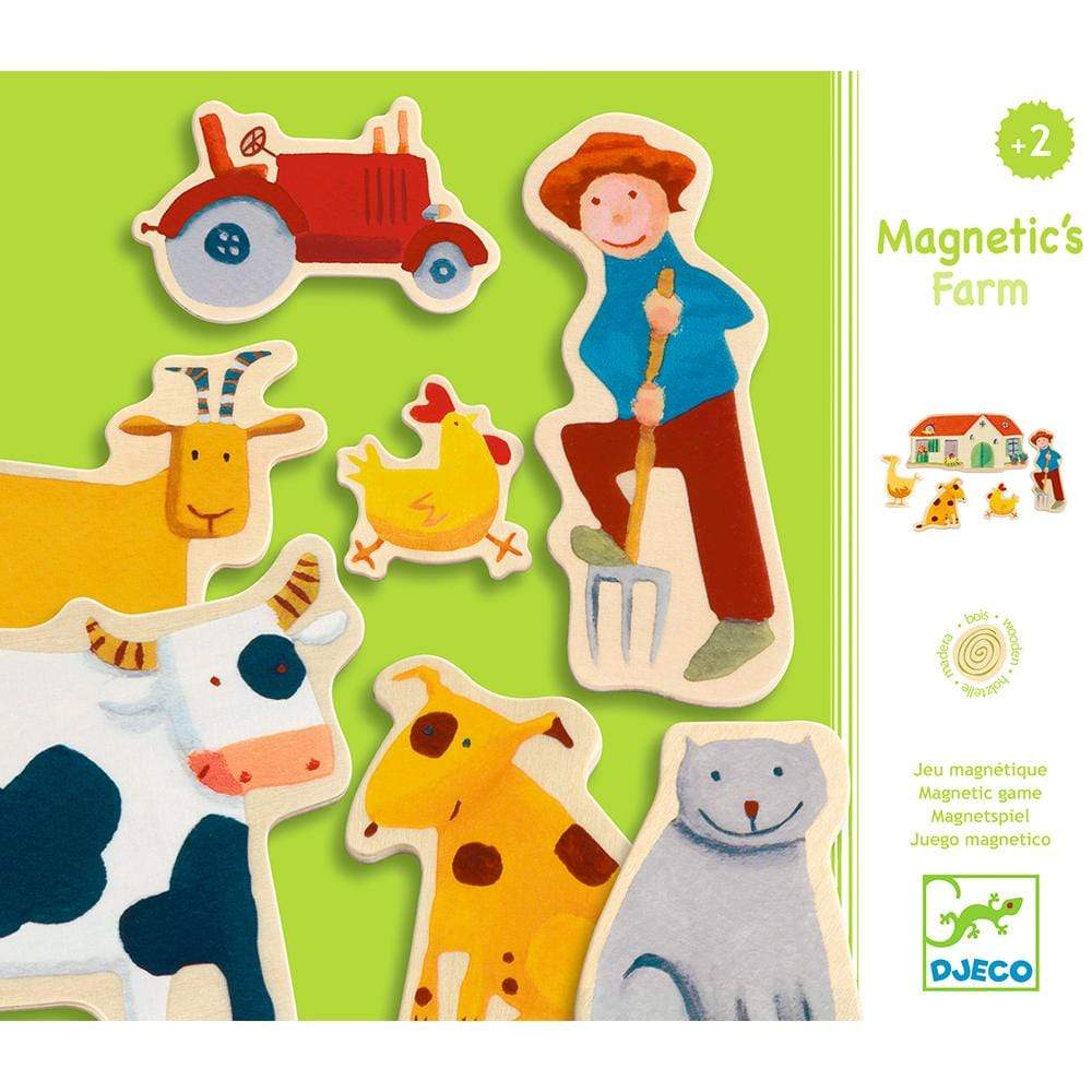 DJECO Juegos Magnéticos +2 Juego Madera Magnético Granja DJ03110