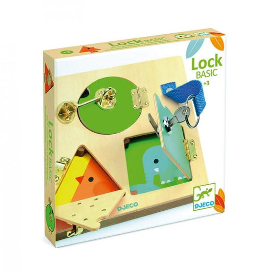 DJECO Juguetes de madera Juego de Manipulación de cerraduras LockBasic DJ06213