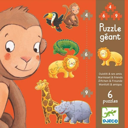DJECO Puzzles y encajes +2 Puzzle Gigante Marmoset and Friends DJ07114