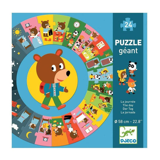 DJECO Puzzles y encajes +3 Puzzle Gigante El día- Djeco DJ07015