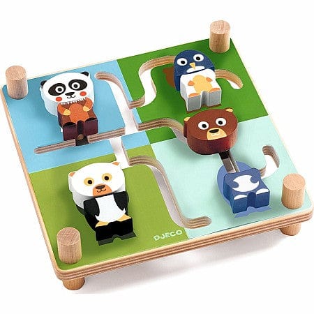 Djeco Puzzles y encajes Laberinto de madera Animales reversible DJ01611