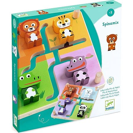 Djeco Puzzles y encajes Laberinto de madera Animales reversible DJ01611