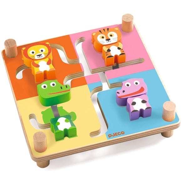 Djeco Puzzles y encajes Laberinto de madera Animales reversible DJ01611