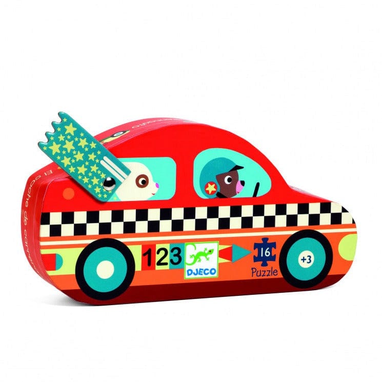 DJECO Puzzles y encajes Puzzle de Silueta Coche de Carreras 16 Piezas DJ07273