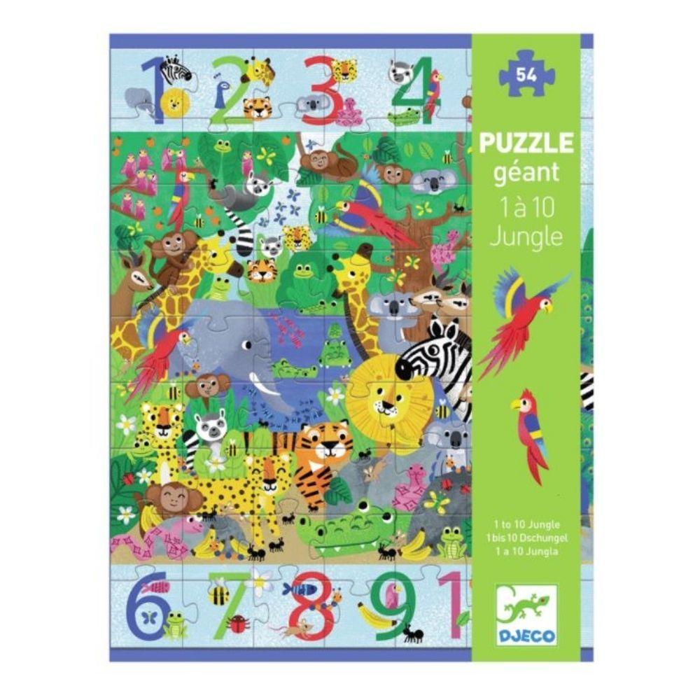 DJECO Puzzles y encajes Puzzle Gigante 1 a 10 Jungla 54 piezas DJ07148