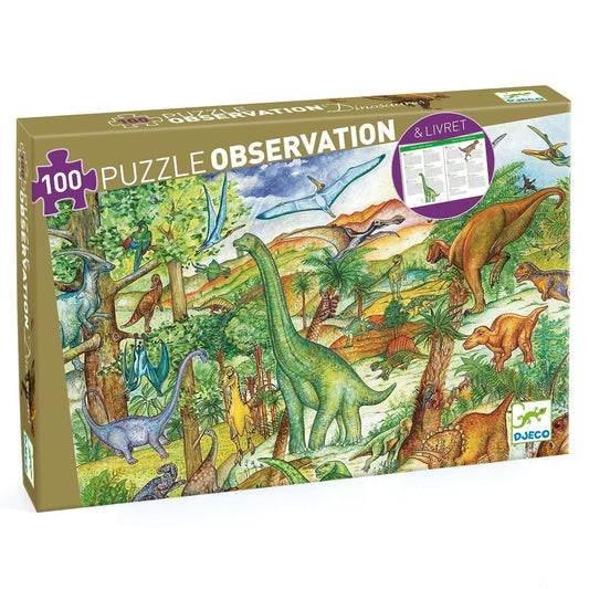 DJECO Puzzles y encajes Puzzle Observación Dinosaurios 100 Piezas DJ07424