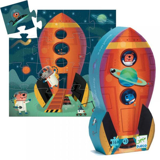 DJECO Puzzles y encajes Puzzle Silueta Spaceship 16 piezas DJ07271