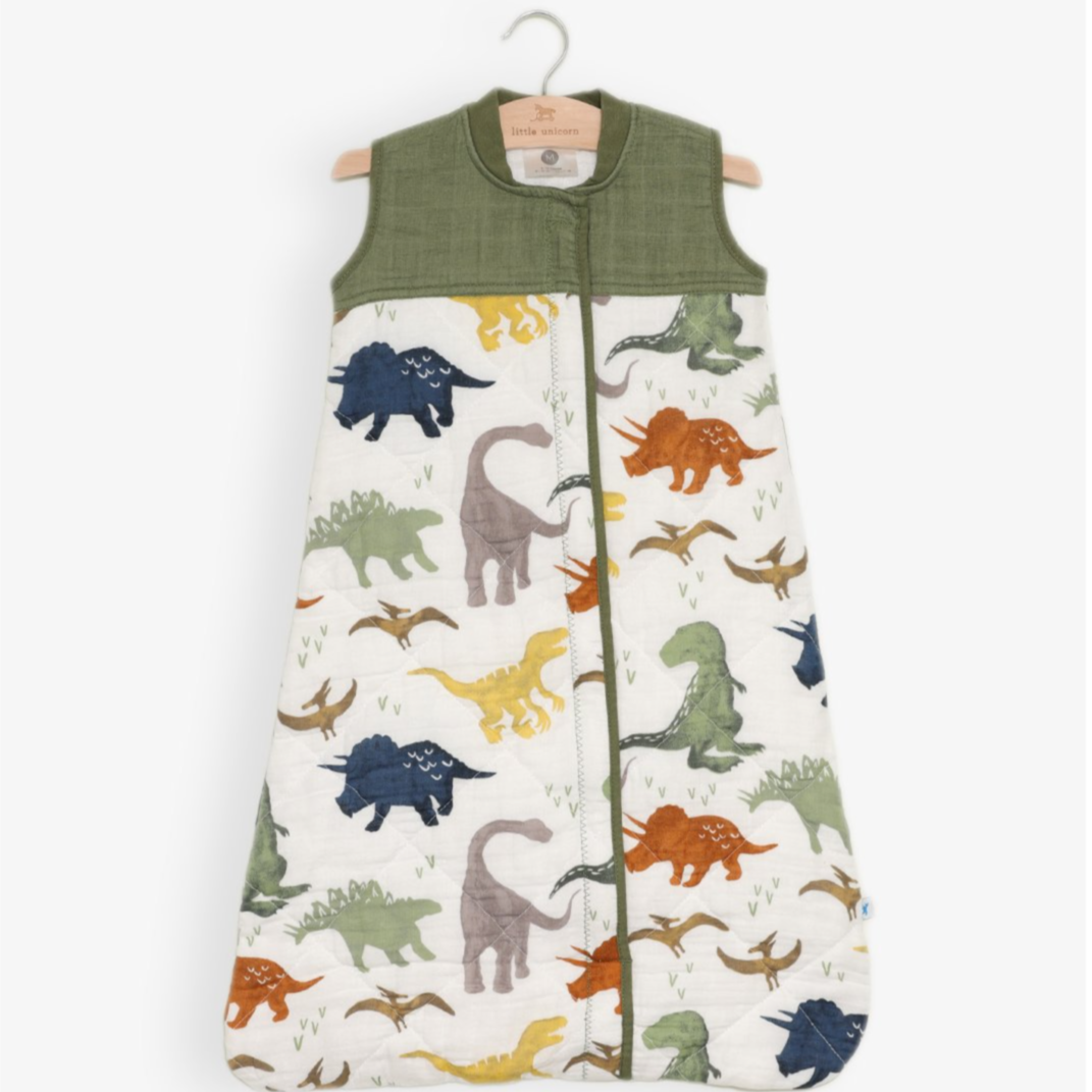 LITTLE UNICORN Capullos Saco de dormir acolchado de Muselina Mediano - Dino Friends